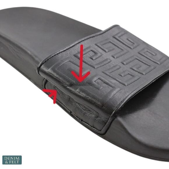 Givenchy Slide 4G Flat Sandals Black Lambskin Leather Logo Italy Size 38 - Picture 10 of 12